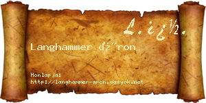 Langhammer Áron névjegykártya